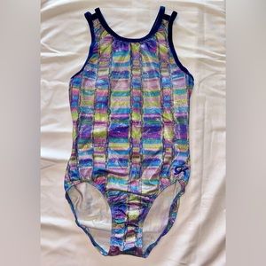 GK ELITE Gymnastics Dance Competition Leotard Adult M Medium Purple Pink Blue
